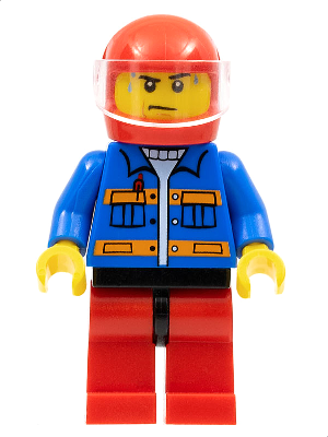 Blue Jacket with Pockets and Orange Stripes, Red Legs with Black Hips, Sweat Drops (cty0533)