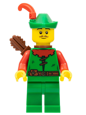 Forestman - Red, Green Hat, Red Feather, Quiver, Moustache (cas571)