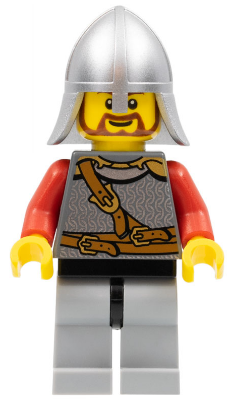 Kingdoms - Lion Knight Scale Mail with Chest Strap and Belt, Helmet with Neck Protector, Brown Beard Rounded (cas450)