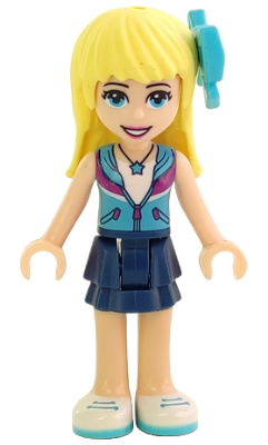 Friends Stephanie - Dark Blue Layered Skirt, Medium Azure and Dark Purple Vest, Medium Azure Bow (frnd0234)