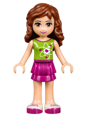 Friends Olivia (Light Nougat) - Magenta Layered Skirt, Lime Top with Heart Electron Orbitals Pattern (frnd0215)