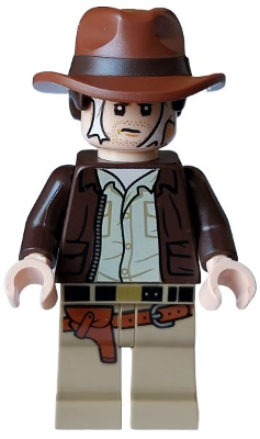 Indiana Jones - Dark Brown Jacket, Reddish Brown Dual Molded Hat with Hair, Spider Web on Face (iaj056)