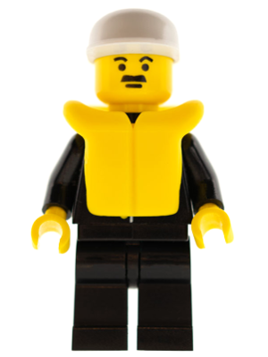 Police - Suit with Sheriff Star, Black Legs, White Cap, Life Jacket (cop007)