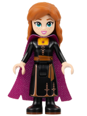 Anna - Black Dress, Magenta and Dark Purple Cape, Narrow Smile (dis126)