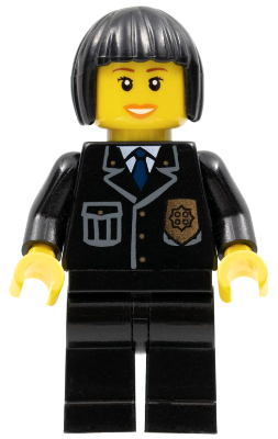 Police - City Suit with Blue Tie and Badge, Black Legs, Black Bob Cut Hair (cty0211)