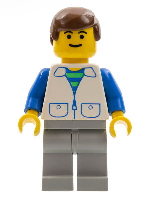 Suit with 2 Pockets White - Light Gray Legs, Brown Male Hair (trn033)