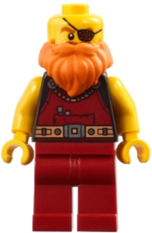 Medieval Seaside Market Blacksmith - Male, Dark Red Overalls with Tools, Orange Beard (bdp180)