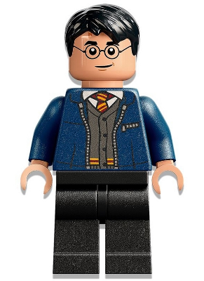 Harry Potter - Dark Blue Open Jacket over Gryffindor Cardigan Sweater, Black Legs (hp346)