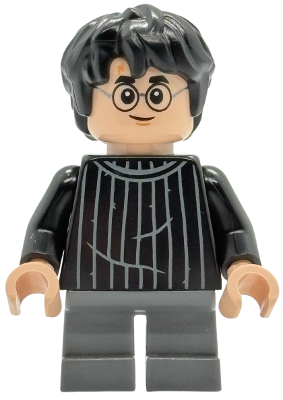 Harry Potter - Black Striped Sweater, Dark Bluish Gray Short Legs (hp538)