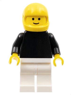 Plain Black Torso with Black Arms, White Legs, Yellow Helmet (pln114)