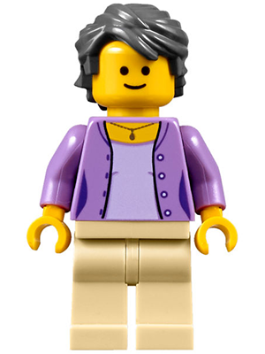 Florist - Female, Medium Lavender Jacket on Lavender Shirt, Tan Legs, Dark Bluish Gray Hair Swept Back Tousled (twn268)