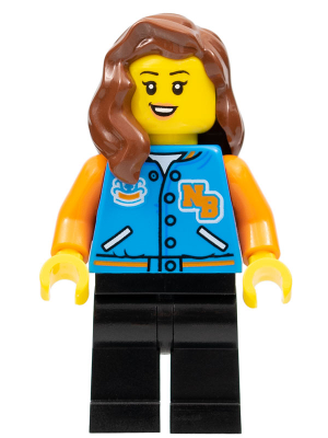 Female with Sports Jacket, Black Legs, Reddish Brown Hair (twn393)