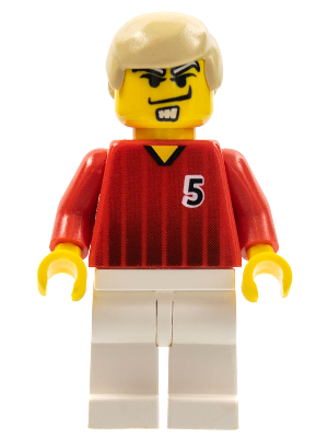 Soccer Player - Red and White Team with Number 5 (soc135)