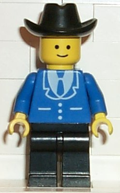 Suit with 3 Buttons Blue - Black Legs, Black Cowboy Hat (trn089)