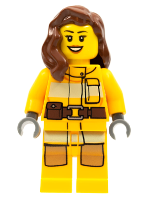 Fire - Bright Light Orange Fire Suit with Utility Belt, Reddish Brown Female Hair over Shoulder (cty0337)