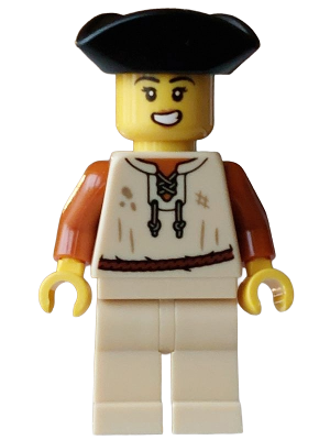 Pirate - Female, Tan Vest and Legs, Black Tricorne Hat (bdp259)