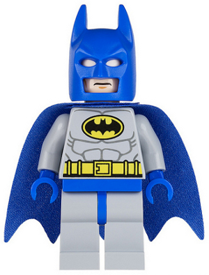 Batman - Light Bluish Gray Suit with Yellow Belt and Crest, Blue Mask and Cape (sh0111)