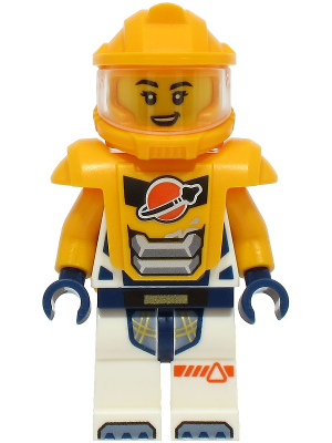 Astronaut - Female, White Spacesuit with Bright Light Orange Arms, Bright Light Orange Helmet, Trans-Clear Visor, Bright Light Orange Armor (cty1708)