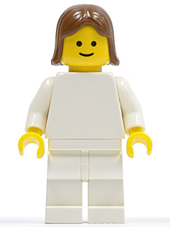 Plain White Torso with White Arms, White Legs, Brown Female Hair (pln142)