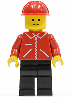 Jacket Red with Zipper - Red Arms - Black Legs, Red Construction Helmet (jred016)