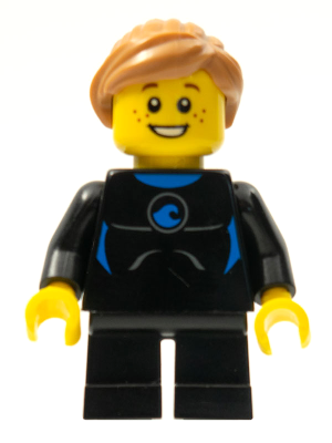 Wetsuit with Blue Sign, Black Short Legs, Medium Nougat Ponytail and Swept Sideways Fringe (twn226)