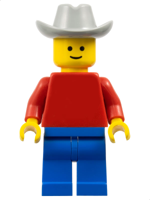 Plain Red Torso with Red Arms, Blue Legs, Light Gray Cowboy Hat (pln003)