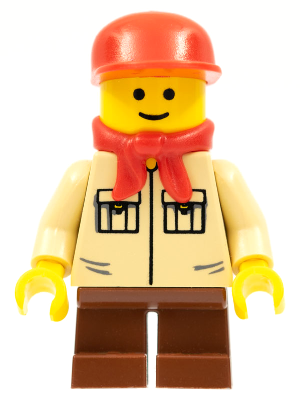 Shirt with 2 Pockets No Collar, Reddish Brown Short Legs, Red Cap, Red Bandana (twn074)