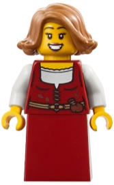 Medieval Seaside Market Baker - Female, Dark Red Dress, Medium Nougat Hair (bdp179)