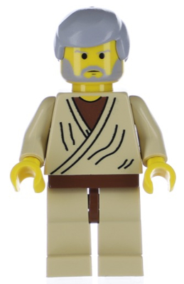 Obi-Wan Kenobi - Old, Yellow Head, Light Bluish Gray Hair (sw0023a)