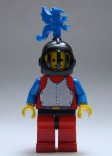 Breastplate - Red with Blue Arms, Red Legs with Black Hips, Black Grille Helmet, Blue Dragon Plume (cas280a)