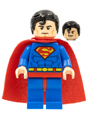 Superman - Blue Suit, Spongy Cape, Hair with Front Curl, Frown / Lopsided Grin (sh0003a)