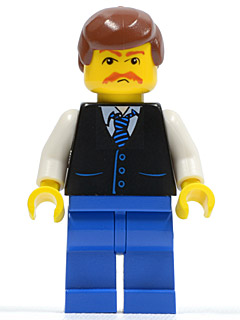 Black Vest with Blue Striped Tie, Blue Legs, White Arms, Reddish Brown Male Hair, Moustache (twn033)
