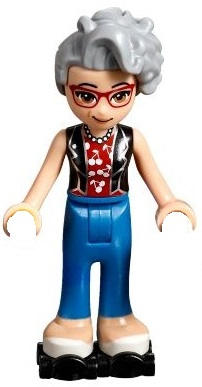 Friends Dottie - Blue Trousers, Black Vest over Red Shirt with Cherries, Black Roller Skates (frnd0254)