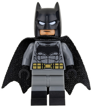 Batman - Dark Bluish Gray Suit, Gold Belt, Black Hands, Spongy Cape, Large Bat Logo (sh0218)