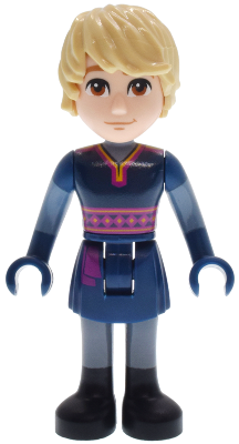 Kristoff - Dark Blue Tunic, Black Boots and Sand Blue Sleeves, Medium Nougat Smile (dp208)