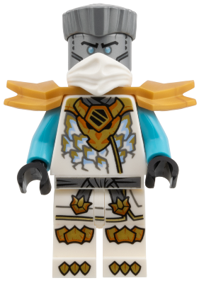 Zane - White Mask, Wide Pearl Gold Shoulder Armor (njo1033)