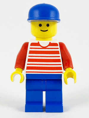 Horizontal Lines Red - Red Arms - Blue Legs, Blue Cap (hor025)