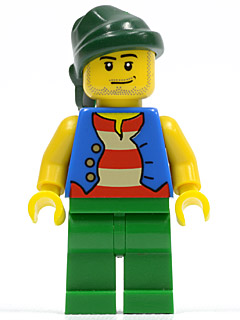 Pirate Blue Vest, Green Legs, Dark Green Bandana, Smirk and Stubble Beard (pi108)