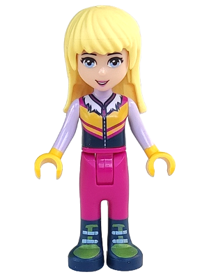 Friends Stephanie - Winter Vest with Fur Collar, Magenta Pants, Dark Blue Boots (frnd0211)