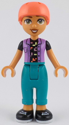 Friends Nova - Medium Lavender Vest over Black Shirt, Dark Turquoise Trousers, Coral Helmet (frnd0787)