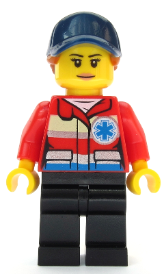 Ski Patrol Member - Female, Red Jacket, Dark Blue Cap, Ponytail (cty1083)