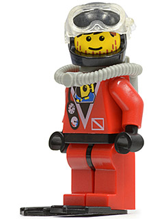 Divers - Red Diver 2, Red Legs with Black Hips, Black Helmet, Brown Bangs, Stubble (div016)