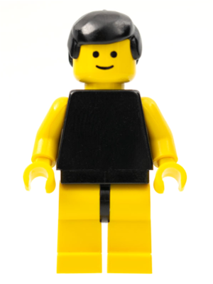 Plain Black Torso with Yellow Arms, Yellow Legs, Black Male Hair (pln040)