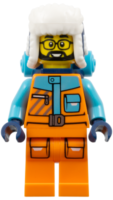 Arctic Explorer - Male, Orange and Medium Azure Jacket, Dark Blue Ushanka Hat, Black Beard, Glasses, Backpack (cty1898)