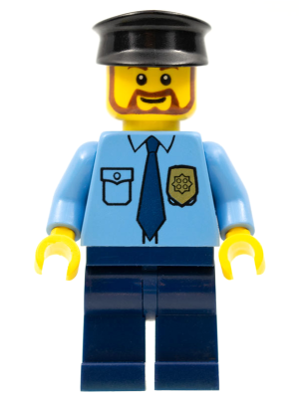 Police - City Shirt with Dark Blue Tie and Gold Badge, Dark Blue Legs, Black Hat (cty0289)