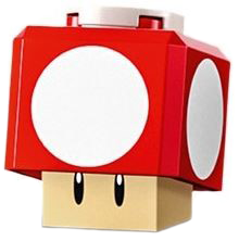 Super Mushroom - Tan Hinge Brick / Blue Plate, Round 2 x 2 Interior (Mar0148)