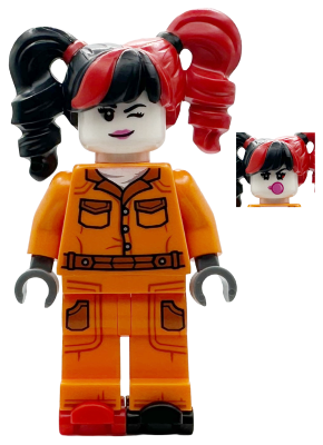 Harley Quinn - Prison Jumpsuit, Side Pockets, Pigtails, Roller Skates (sh1080)