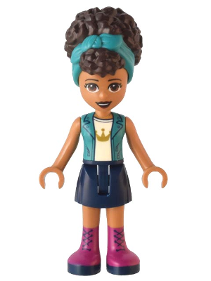 Friends Andrea - Dark Turquoise Jacket over White Top with Crown, Dark Blue Skirt with Magenta Boots, Dark Turquoise Head Wrap (frnd0551)