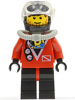 Divers - Red Diver 2, Black Legs with Red Hips, Black Helmet, Brown Bangs, Stubble (div015)
