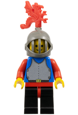 Breastplate - Blue with Red Arms, Black Legs with Red Hips, Dark Gray Grille Helmet, Red Plume Dragon (cas179)